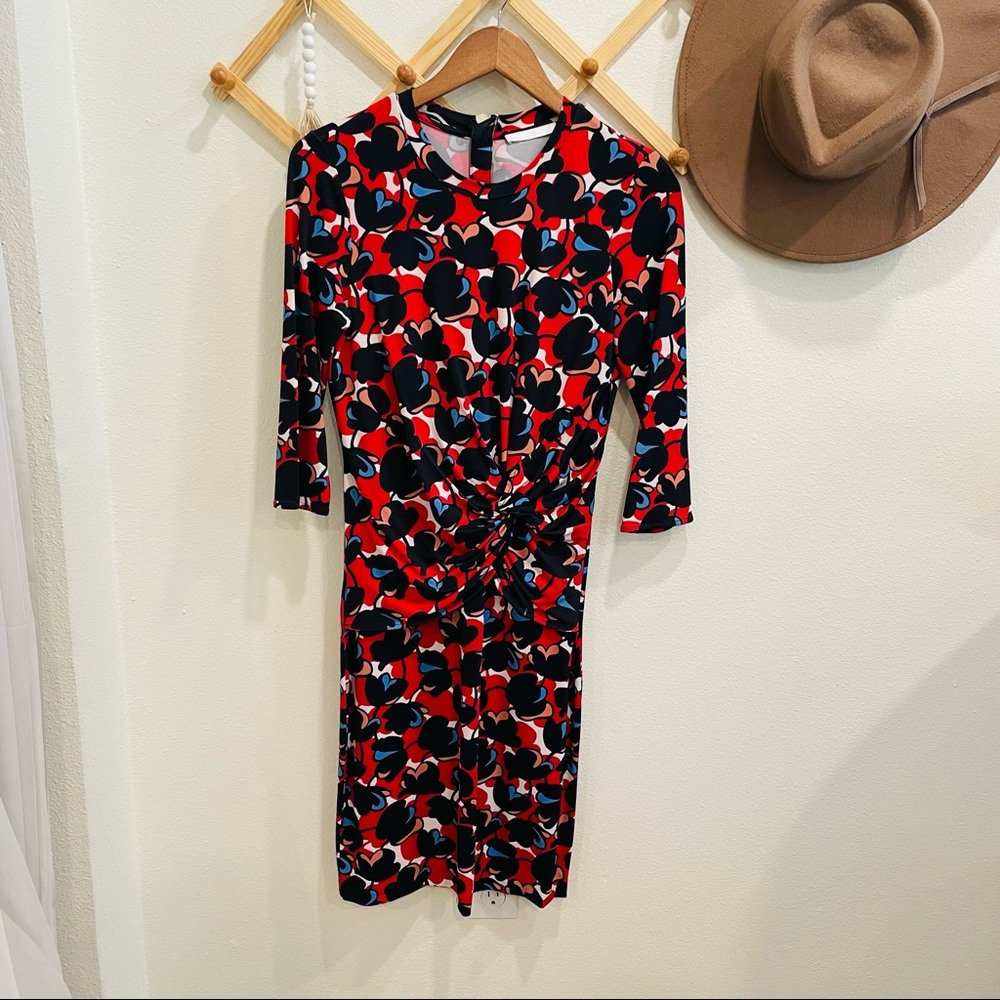 Hugo Boss Patterned High Neck Midi Wrap Dress